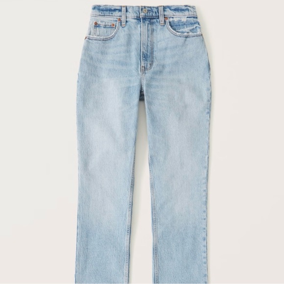 Abercrombie & Fitch The 90s Straight Ultra High Rise light wash Vent Hem Jeans - Picture 8 of 15